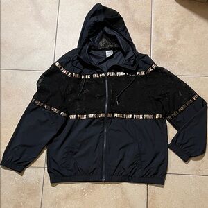 PINK Victoria's Secret Black and Gold Windbreaker